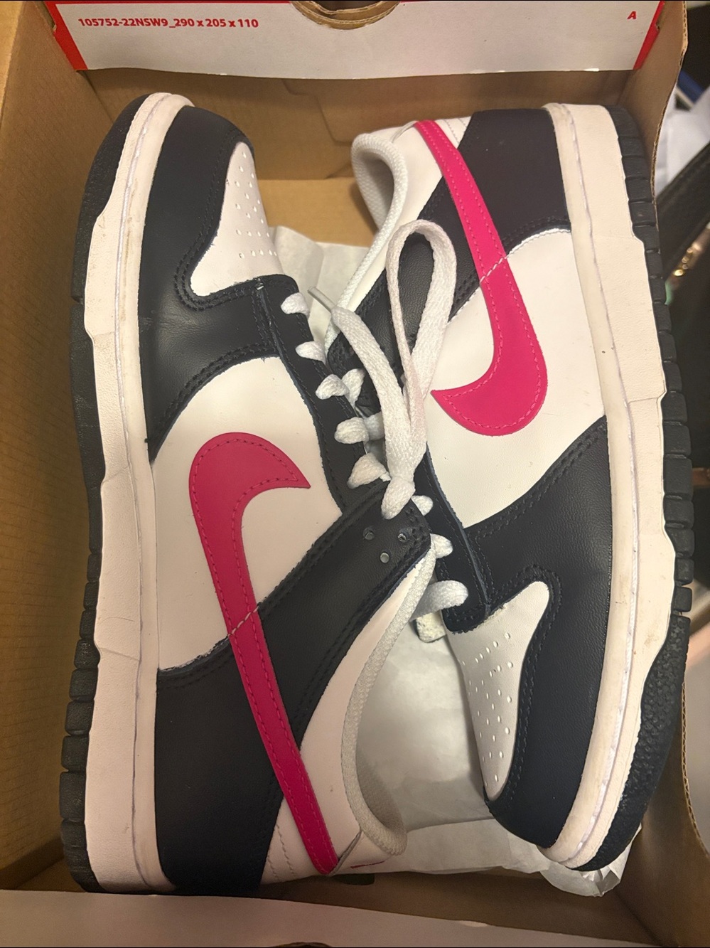 Nike Navy, White & Pink Dunk Low (GS) Shoe Box